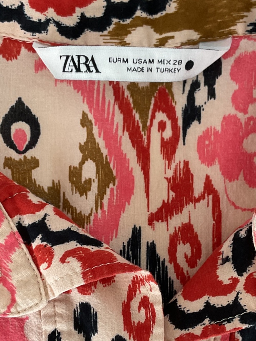 Zara Pink Red Black Floral Printed Dress - Picture 6 of 7